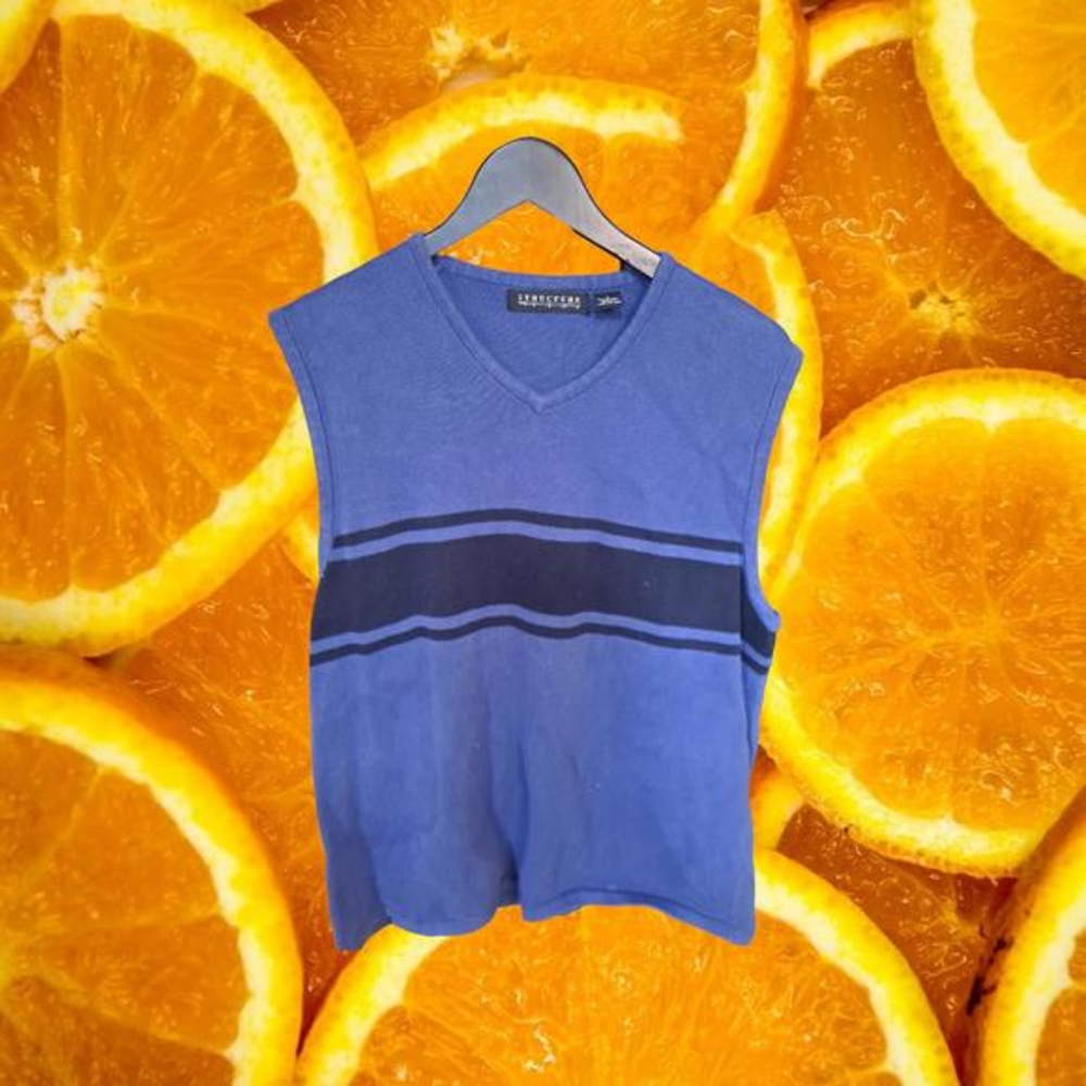 Structure 90s Sweater‎ Vest Tone Blue Size Large
